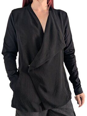 Athleta Yama Wrap Front Blazer Jacket Black | S